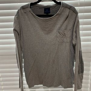Martin & Osa Mens XL Gray Long Sleeve Quilted Back Elbow Patch Pocket T-Shirt